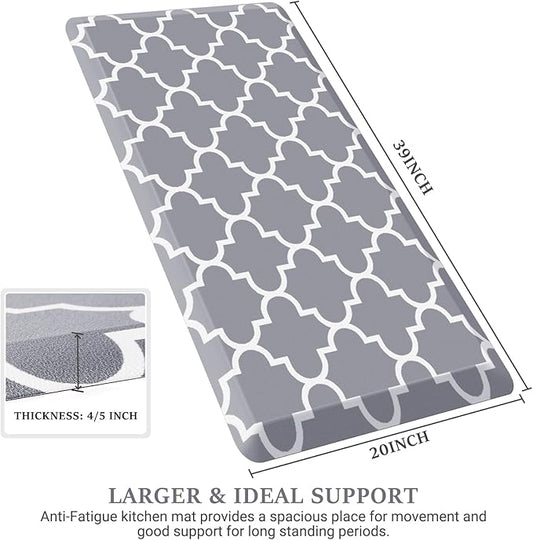 WISELIFE Anti Fatigue Floor Mat - 4/5 Inch Thick Kitchen Mat Non Slip Waterproof Heavy Duty Ergonomic Comfort Mat Durable for Home, Office, Sink, Laundry,(20" x 39", Grey)