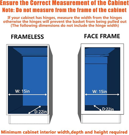 LOVMOR Pull Out Cabinet Organizer and Storage 14½" W x 21½" D, Slide Out Shelves for Kitchen Cabinets