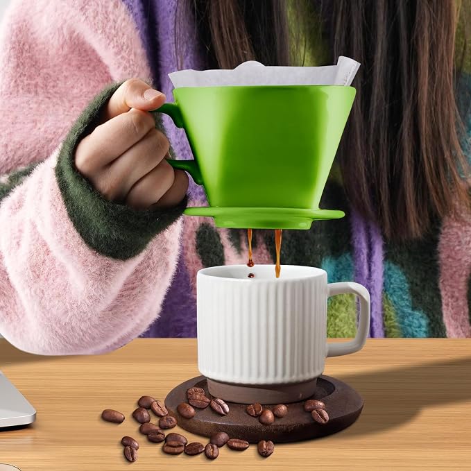 hailanbao Handmade Pour Over Ceramic Coffee Dripper - Authentic Brewing Experience for Camping, Office, and Home (Dark green)