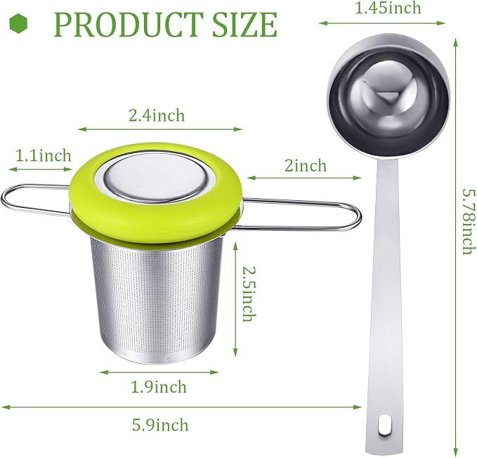 2 Pieces Tea Infusers Stainless Steel Strainer Folding Handle Filter Extra Filter Fine Mesh Strainer Brewing Basket with Lid for Loose Leaf Tea