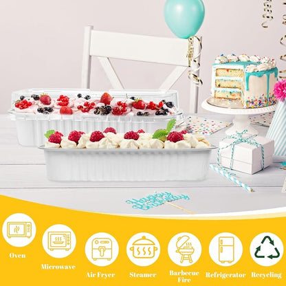 200Pack White Mini Cake Pans Disposable Mini Loaf Pans with Lids and Spoons and Stickers, 6.8Oz Aluminum Foil Pans Tins, Individual Dessert Cups Containers for Sales,Party,Picnics