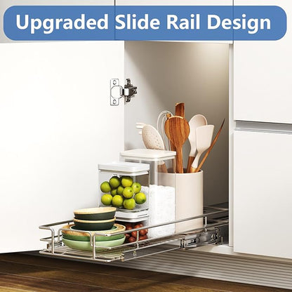 ROOMTEC Pull Out Cabinet Organizer, Pull Out Shelves 5½" W x 21½" D, Heavy Duty Cabinet Drawers Slide Out Kitchen Organizers Storage Shelf