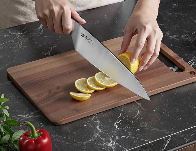 ASETY Knife Set - Ultra Sharp Knives Set for Kitchen with block, 15 PCS Stainless Steel Knife Set with Built-in Sharpener, Ergonomic Non-Slip Handle, Elegant Box for Men Women, Fathers day