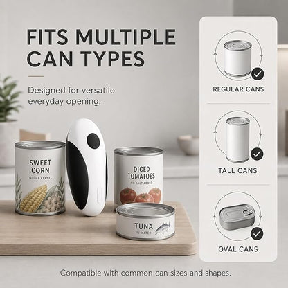 Electric Can Opener, USB-C Rechargeable Automatic Can Opener with Smooth Edge, One-Touch Operation, Magnetic Lid Hold, Easy Kitchen Gadget for Seniors, Fits Most Can Sizes