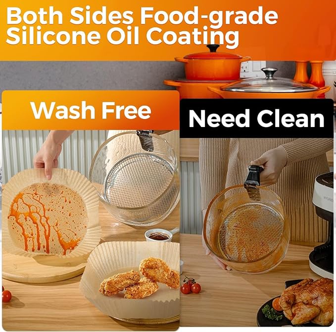 Air Fryer Paper Liners Disposable: 100PCS 6.5IN Square Non-Stick Air Fryer Parchment Paper, Food Grade Baking Sheets for Baking Roasting Microwave