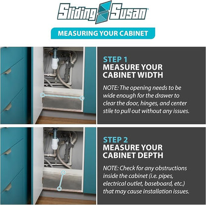 SlidingSusan Pull Out Drawer Organizer for Cabinets, Gliding Soft Close Shelves for Kitchen, Pantry, Bathroom, & Storage Organization, Hard Rock with MDF Core, 14 Inch Wide x 21 Inch Deep
