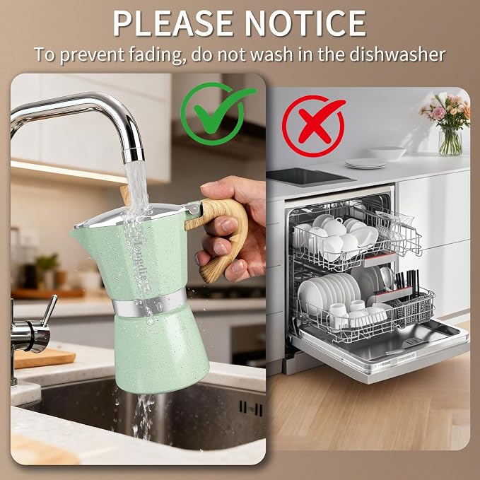 Mongdio Stovetop Espresso Maker Moka Pot, Cuban Coffee Maker Stove top coffee maker Moka Italian Espresso Greca Coffee Maker Brewer Percolator, 9 Espresso Cups, 15 oz - Green