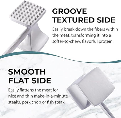 KITEXPERT Meat Tenderizer Hammer with Comfortable-Grip Handle, Dual-side Mallet for Kitchen, Heavy Duty Pounder For Tenderizing Steak, Beef and Fish, Red