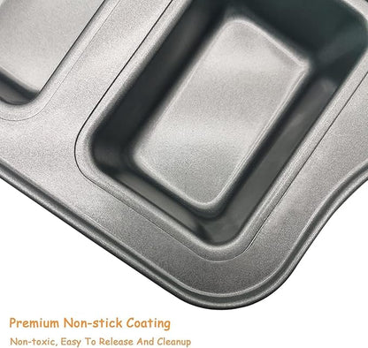 Mini Loaf Pans Nonstick, Bread Muffin Pan with Silicone Handle for Oven, 8 Cavity, Carbon Steel, Dishwasher Safe & Easy Cleanup Small Loaf Tray, for Baking, Gray, 2 Packs