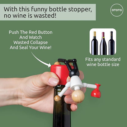 OTOTO Collapsible Wine Bottle Stopper - Wine Cork, Wine Cap - Unique Kitchen Gadgets, Cooking Gifts for Women, Kitchen Essentials, Kitchen Utensils, Funny Gift, Kitchen Accessories (Wasted)