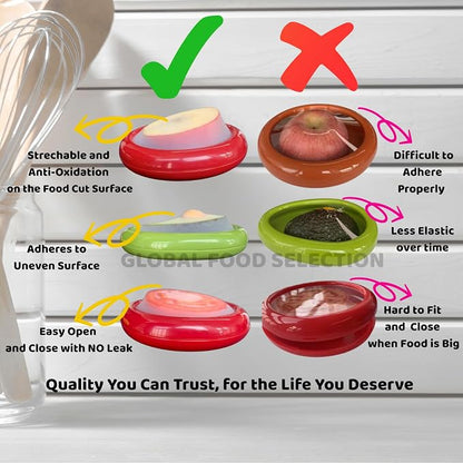 Set of 4 Reusable Avocado Saver and Onion Storage– Eco-Friendly – Keep Leftovers Fresh Without Plastic Bags. Fruit and Veggie Savers for Avocados, Lemons, Onions, Tomatoes & Salad