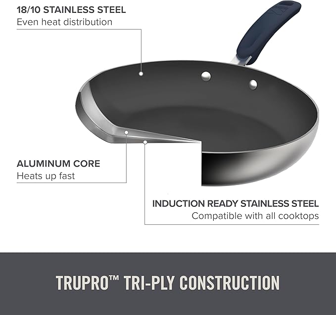 Zakarian x Dash TruPro® Nonstick Stainless Steel Stacking Sauce Pan Set - Compact Cookware Set for Everyday Cooking - Non-Stick, Space-Saving, and Oven-Safe - Black, 6-Piece Set
