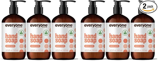 Everyone Liquid Hand Soap,12.75 Ounce,Apricot and Vanilla,Plant-Based Cleanser with Pure Essential Oils,(Pack of 6)