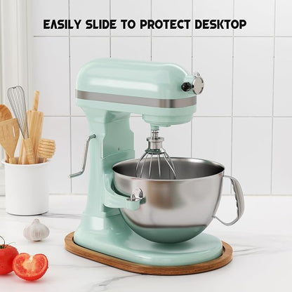 ENVTEK Mixer Slider Mat, Pine Wood Sliding Tray for KitchenAid 5 & 8 Qt Stand Mixers, Anti-Slip Moving Mat & Countertop Protector, Kitchen Accessories and Attachments for Artisan Series (5-8 QT)