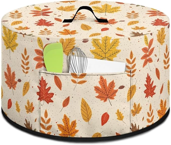 Autumn Leaves Slow Cooker Dust Cover Compatible with 6-8 qt Crock for Pot Small Kitchen Appliance Decor Dust Cover with A Top Handle and Pocket