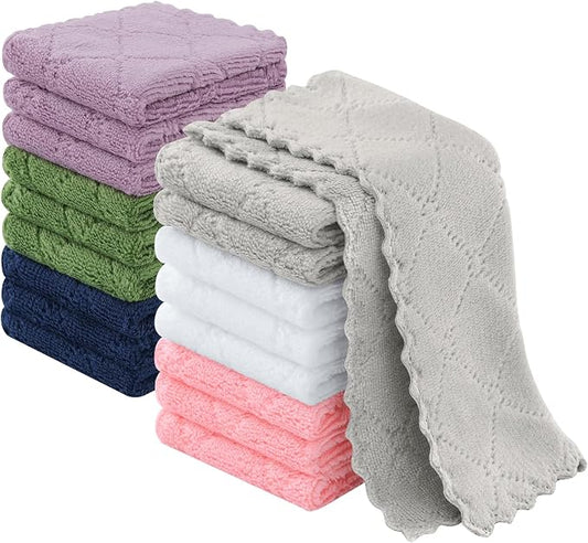 Homaxy Coral Velvet Super Soft Dish Cloths 18 Pack-7" x 9", Nonstick Oil Fast Dry Microfiber Cleaning Cloth,