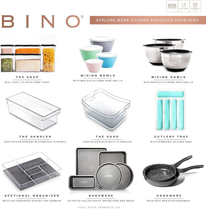 BINO Utensil Tray Storage Bin | Non-Slip Lining and Rubber Feet, Grey