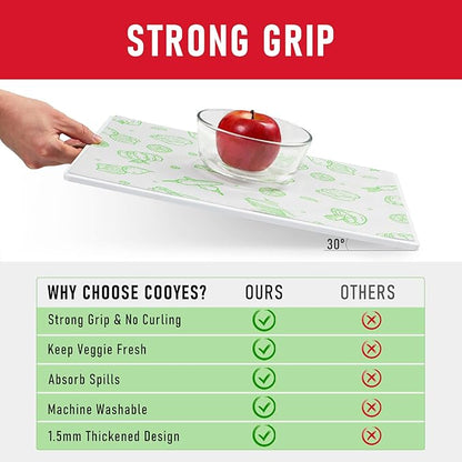 Cooyes Refrigerator Liners 17.7" x 24", Absorbent Strong Grip Fridge Mats Washable, Fridge Shelf Paper for Kitchen Cabinets, Non-Adhesive Refrigerator bin Liners for Shelves