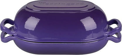VORRINGARD Enameled Cast Iron Sourdough Bread Oven, Dutch Oven, Loaf Cast Iron Bread Pan for Homemade Bread Baking, Meatloaf Pan with Lid, 5QT, Purple