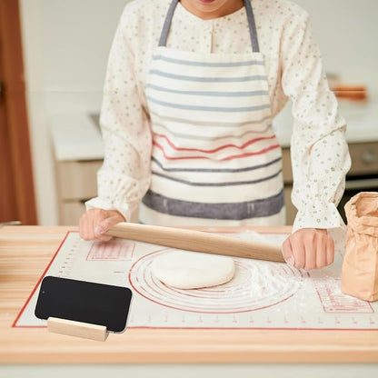 FoldTier Maple French Rolling Pin, Wood Rolling Pins for Baking with Silicone Baking Mat and Wood Base, Christmas Fondant Roller for Pie Crust Cookies Pastry Pizza Dough and Bread