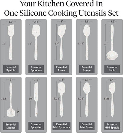 GIR: Get It Right 10-Piece Silicone Ultimate Kitchen Utensil Set – Spatulas, Ladle, Flip, Spoons, Whisk, Peeler & Spoonula – Nonstick, Non-Toxic, Heat-Resistant – Sprinkles