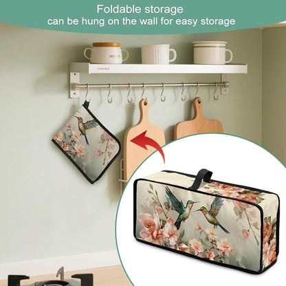 Hummingbird Floral Toaster Cover 2 Slice, Water-Resistant 2 Slice Slim Toaster Cover Protective Dust Covers for Kitchen Appliances, Easy to Fold and Store