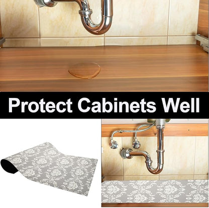 AiBOB Waterproof Under Sink Mat, Absorbent Quick Dry Sink Liners Protect Cabinets, Durable Shelf Liners, Slip Resistant and Non-Adhesive, 24X36, Light Grey