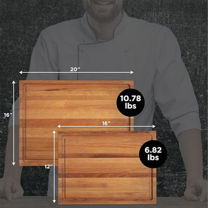 Medium Wood Cutting Board from American Cherry - A Reversible Butcher Block That Comes with Juice Groove for Cutting Meat and Juicy Veggies Easily - Cherry Chopping Board - 16x12x1.5"