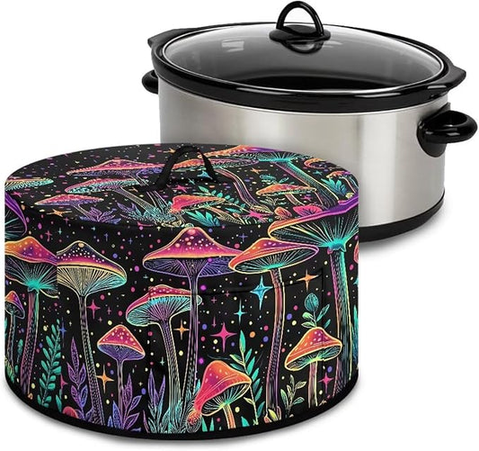 Mushroom Pattern Slow Cooker Cover Protection Crock Fits for Most 6-8 Quart Oval Slow Cooker Dustproof Small Appliance Accessories Decor