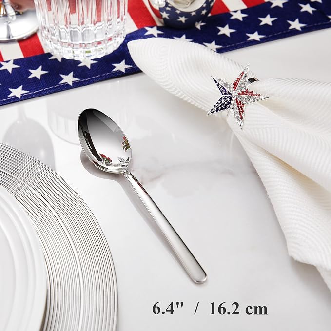 KEAWELL Premium Aline 8-Piece 6.4 inch Spoon Set – 18/10 Stainless Steel Silverware with Mirror Polish, Dishwasher Safe for Table Setting and Entertaining (8, Teaspoons)