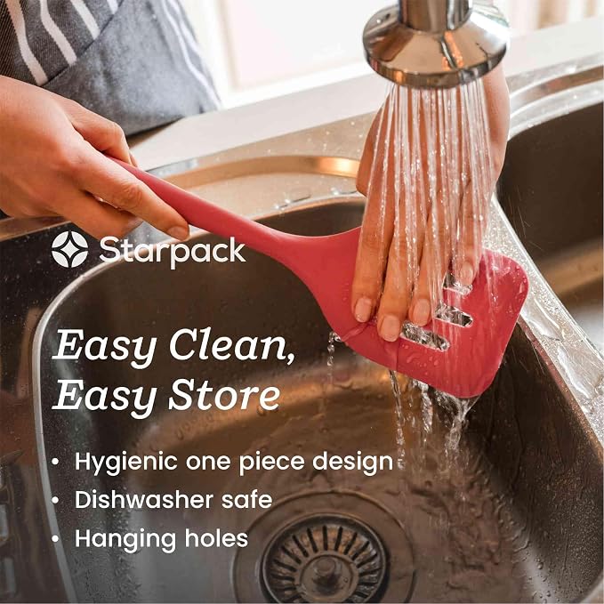 Starpack 'Head Turner' XL Premium Silicone Turner and Slotted Spatula - 13.5" Turning Spatulas High Heat Resistant to 600°F - Silicone Slotted Spatulas for Cooking - Non Stick Rubber Turning Spatula
