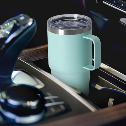 20oz Tumbler with Lid, Stainless Steel Tumbler with Handle, Metal Insulated Travel Coffee Mug with Handle, Double Wall Vacuum Spill Proof Tumbler Cup, Mint Green 1 Pack