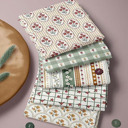 Cotton Patchwork Quilting Fabric Panel – 155×100 cm, 100% Cotton, Made in Türkiye (PRT_KUP 01-001) (Spring Blossom Patchwork, 5 pcs (23.6x11.8 inc))