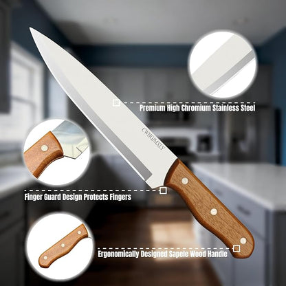 Premium Kitchen Chef's Knife - 8" (20.3cm) Ultra-Thin Kitchen Blade | High Chromium Steel Construction, Artisan-Made Triple Rivet Design | Ideal For Professional & Home Chefs, All-Purpose Food Prep