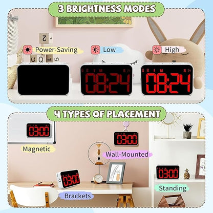 PERSUPER Kitchen Digital Timer, Count Down Up, Rechargeable, Vibration Mode Adjustable Volume and Brightness LED Display, Time Management Cook, Desk, Kids Adults Study Teaching, Kitchen Gadgets Red-1