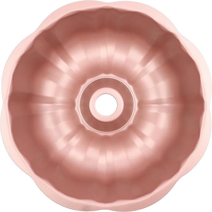 David Burke 9" Fluted Bake Pan – Carbon Steel Bundt Cake Pan – Rose Gold