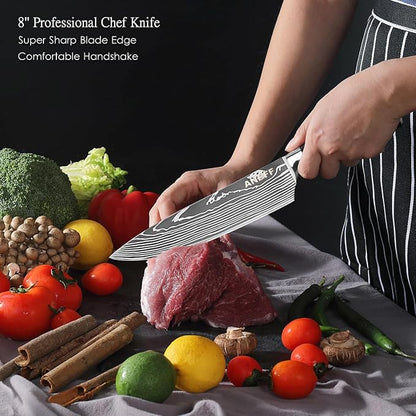 Chef Knife, 8 inch Professional Chef's Knives, Ultra Sharp Japanese Kitchen Knife, Forged High Carbon Stainless Steel Cooking knives with Ergonomic Handle and Gift Box