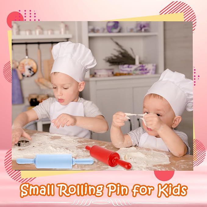 10 Pcs 9 Inch Mini Rolling Pins Small Plastic Handle Rolling Pin Non-Stick Rolling Pins for Kids Kitchen Baking Pastry Cake Cookie Chef Role Playing Game, 5 Colors