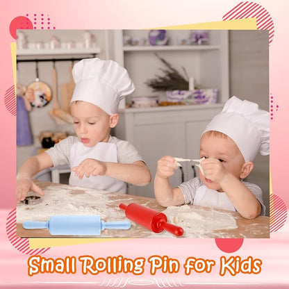 10 Pcs 9 Inch Mini Rolling Pins Small Plastic Handle Rolling Pin Non-Stick Rolling Pins for Kids Kitchen Baking Pastry Cake Cookie Chef Role Playing Game, 5 Colors