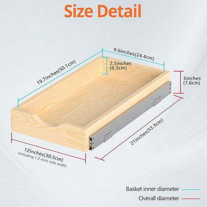 ZOINLIY Wooden Pull Out Cabinet Organizer, Slide Out Drawer for Kitchen Organizers and Storage, Soft Close, Heavy Duty, Full-Extension