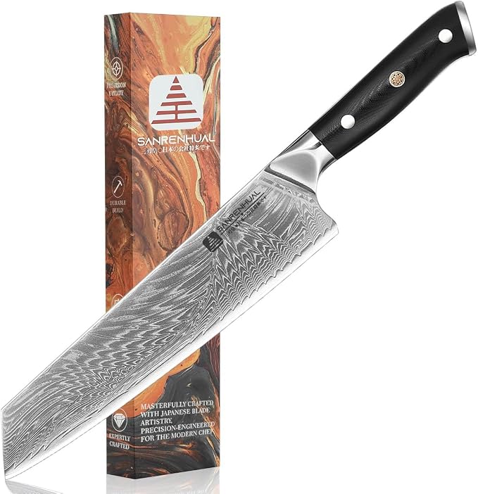 Chef Knife, 8 inch Damascus Japanese Kitchen Cooking Knife, Ultra Sharp Japanese Chef Knives, Professional Kitchen Chef's Knife Green G10 Handle knives