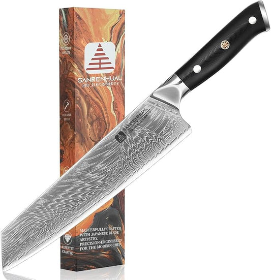 Chef Knife, 8 inch Damascus Japanese Kitchen Cooking Knife, Ultra Sharp Japanese Chef Knives, Professional Kitchen Chef's Knife Green G10 Handle knives