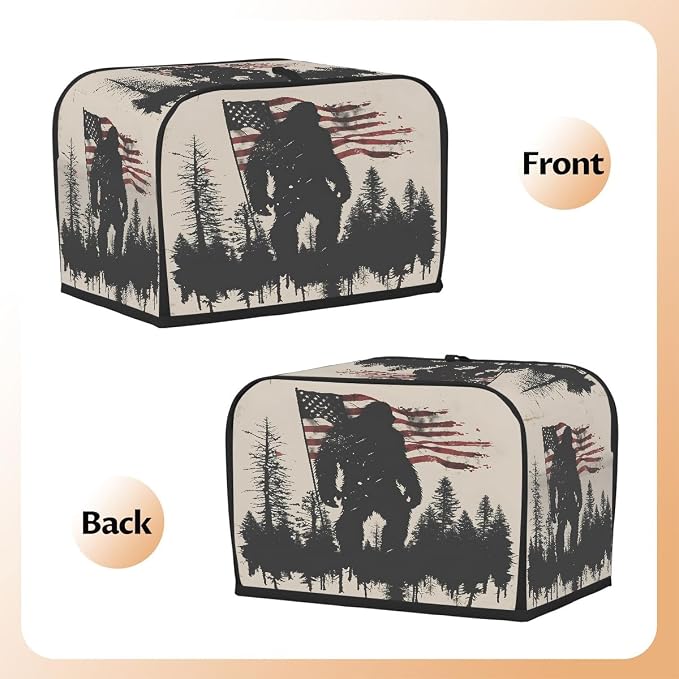 4 Slice Flag USA Bigfoot Toaster Cover Waterproof Dust Fingerprint Bread Machine Cover Washable Kitchen Appliance Protector For Home Kitchen Bakeware Table Decor Women Gifts