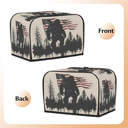4 Slice Flag USA Bigfoot Toaster Cover Waterproof Dust Fingerprint Bread Machine Cover Washable Kitchen Appliance Protector For Home Kitchen Bakeware Table Decor Women Gifts
