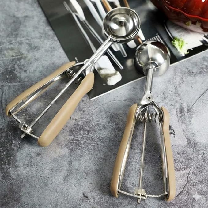 Cookie Scoop, 18/8 Stainless Steel Cookie Scooper, Cookie Scoops for Baking, 1 Tbsp/ 15 ml / 0.5 oz Cookie Dough Scoop, Ice Cream Scooper with Trigger Release (#60 Brown)