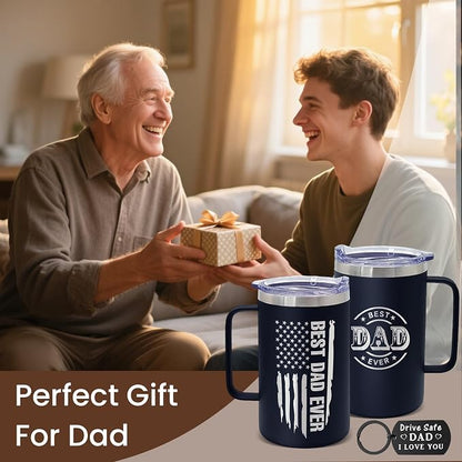 Best Dad Ever Gifts from Daughter Son, Stainless Steel Coffee Mug with Lid for Father, Husband, Uncle, Gifts for Father's Day (17oz Black from Son)