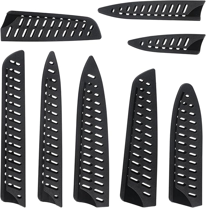 8 Pcs Universal Knife Guards Set, Plastic Safety Knife Covers Black Knives Sheath Blade Protector Kitchen Knives Sheath for Paring Utility Bread Chef Knifes