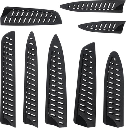 8 Pcs Universal Knife Guards Set, Plastic Safety Knife Covers Black Knives Sheath Blade Protector Kitchen Knives Sheath for Paring Utility Bread Chef Knifes