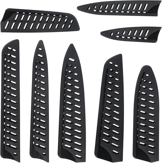 8 Pcs Universal Knife Guards Set, Plastic Safety Knife Covers Black Knives Sheath Blade Protector Kitchen Knives Sheath for Paring Utility Bread Chef Knifes