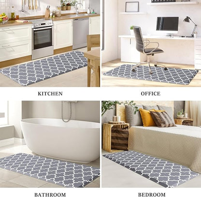 WISELIFE Anti Fatigue Floor Mat - 4/5 Inch Thick Kitchen Mat Non Slip Waterproof Heavy Duty Ergonomic Comfort Mat Durable for Home, Office, Sink, Laundry,(24" x 70", Grey)